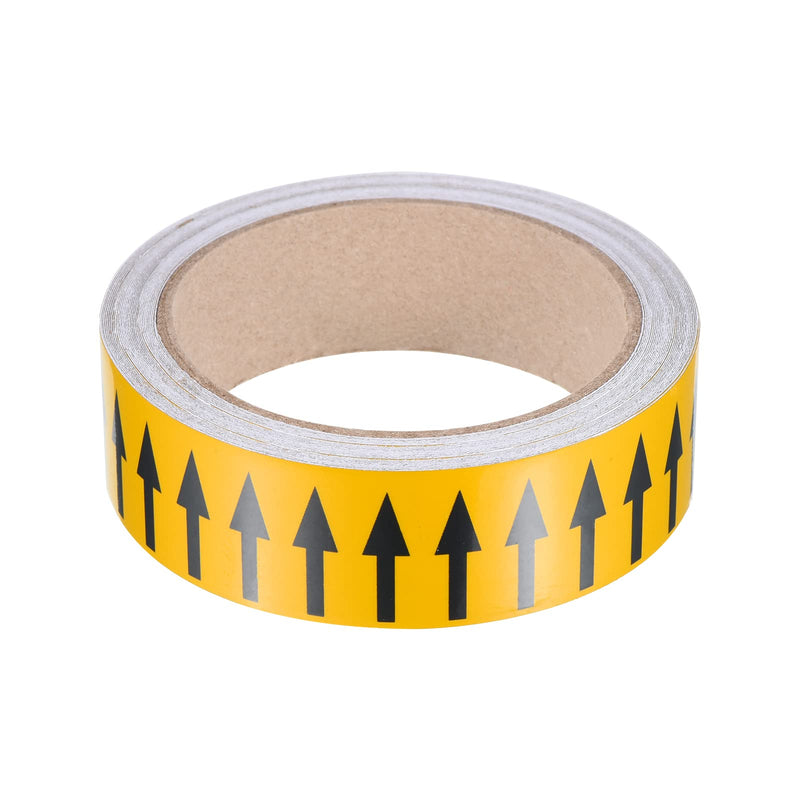 PATIKIL Flow Arrow Tape, Polyethylene Pipe Marking Sticker with Reflective Strips, Waterproof & Heat Resistant, for Pipe Flow Directional Identification, 1.2 inch x 33 ft, Yellow/Black Yellow,Black