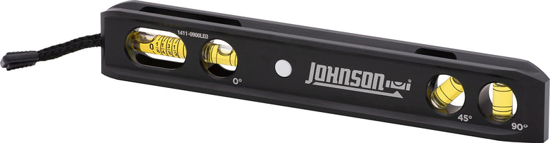 [Australia - AusPower] - Johnson Level & Tool 1411-0900LED 9" Magnetic LED Billet Torpedo Level 