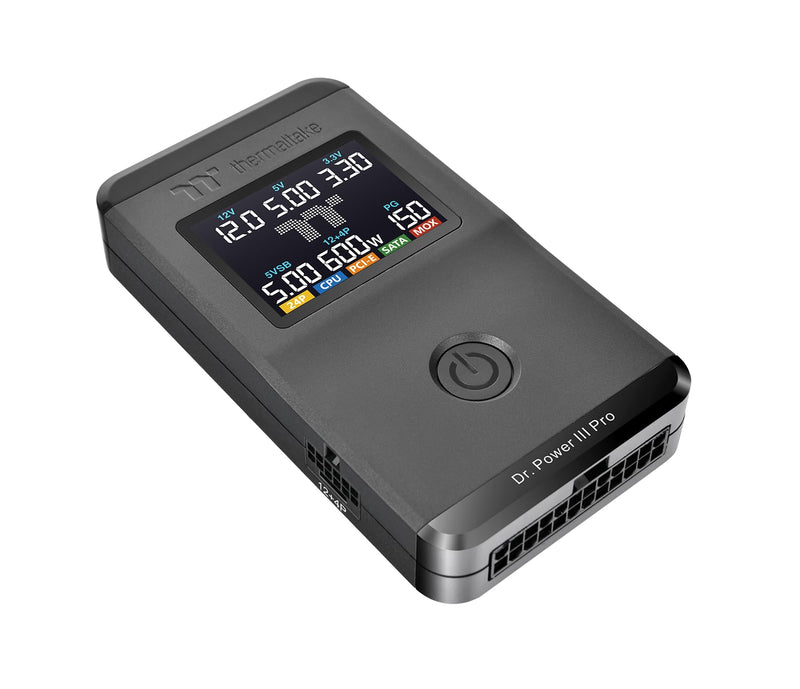 Thermaltake Dr. Power III Pro Power Supply Tester | LCD Diagnostics | ATX12V v3.1 | PCIe 12V‑2x6 | Auto/Manual | Alarm