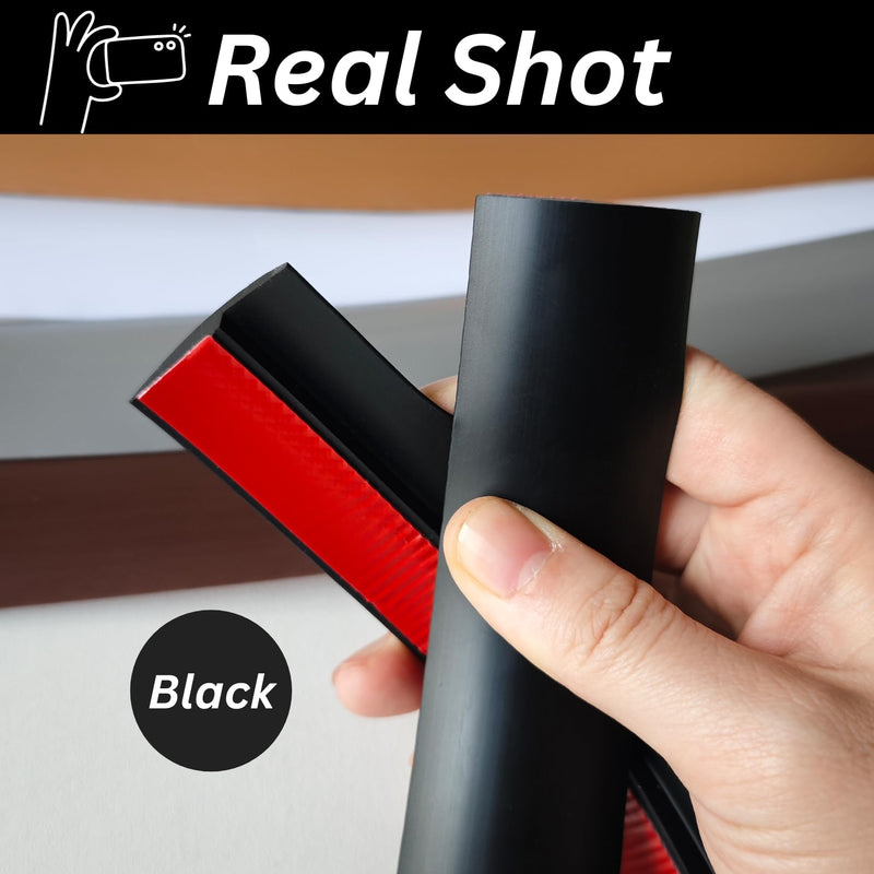 [Australia - AusPower] - Floor Transition Strip Self Adhesive Carpet Wood Tile Vinyl Flooring Laminate Transition Cover Edge Trim Gap Doorway Threshold for Uneven Floors Heights Within 5 mm (Black, 40 inches) Black 