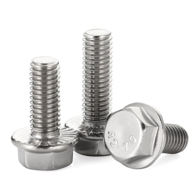 [Australia - AusPower] - 1/4-20 x 3/4" Flanged Hex Head Bolts Flange Hexagon Screws, Stainless Steel A2, DIN 6921, 25 PCS 1/4-20 x 3/4" 