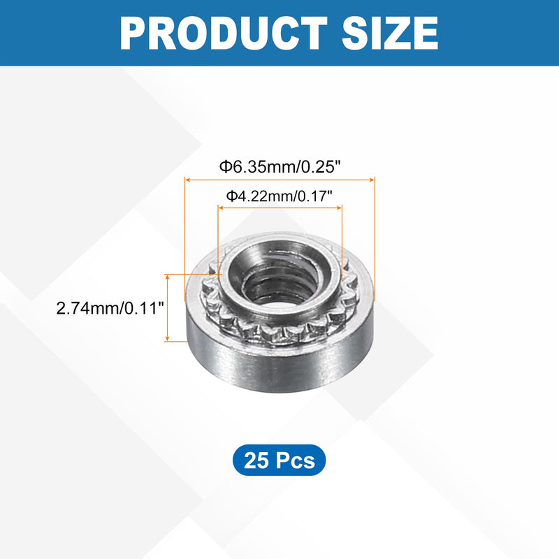 [Australia - AusPower] - uxcell 25Pcs Self-Clinching Nuts, #4-40 x 0.11 304 Stainless Steel Pressure Rivet Nut Mounting Hardware Fastener for Construction Industry #4-40 x 0.11" 25 