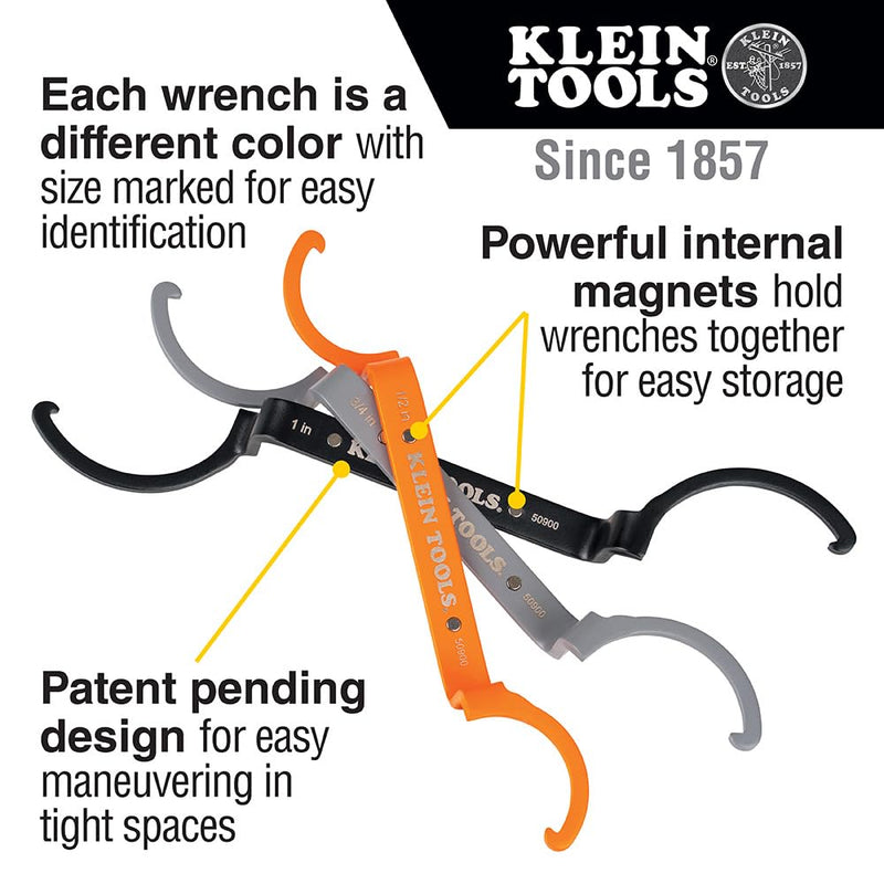 [Australia - AusPower] - Klein Tools 9225 Tape Measure, Heavy-Duty Measuring Tape & 50900R Conduit Lockout Wrench Set, Tighten and Loosen Locknuts in Tight Spaces 