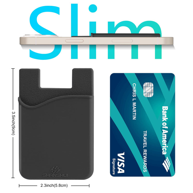 [Australia - AusPower] - SHANSHUI Phone Card Holder, Silicone Card Holder for Phone Case Wallet Credit Card Holder Strong Adhesive Pocket Stick on Compatible for iPhone & All Smartphones Multi-Colors(5 Pack) 