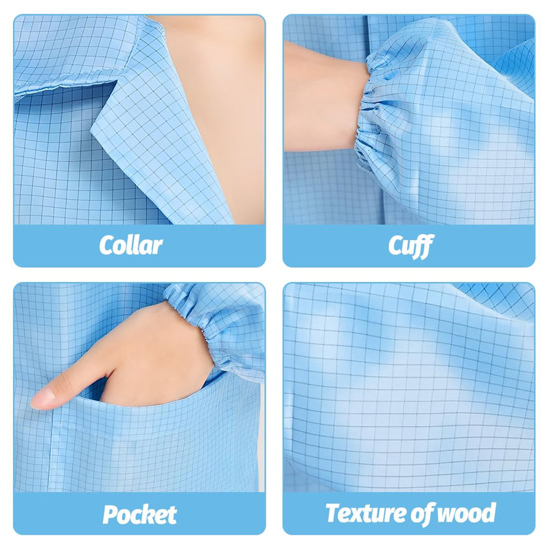 Pack of 1 Washable Gown Protective Gown, Antistatic Clothing, Liquid-Proof, Reusable, Ideal for Medicine, Laboratory, Food Industry, Painting, Blue, XL