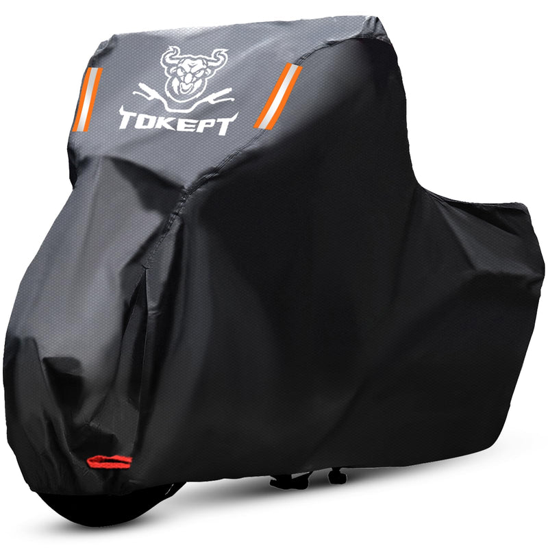 Motorcycle Cover Waterproof Outdoor, All Weather Protection with Night Reflective & Lock-Holes, Fits up to 86" Cruisers, Sportbikes, Dirt Bikes, Scooters M-86 inch