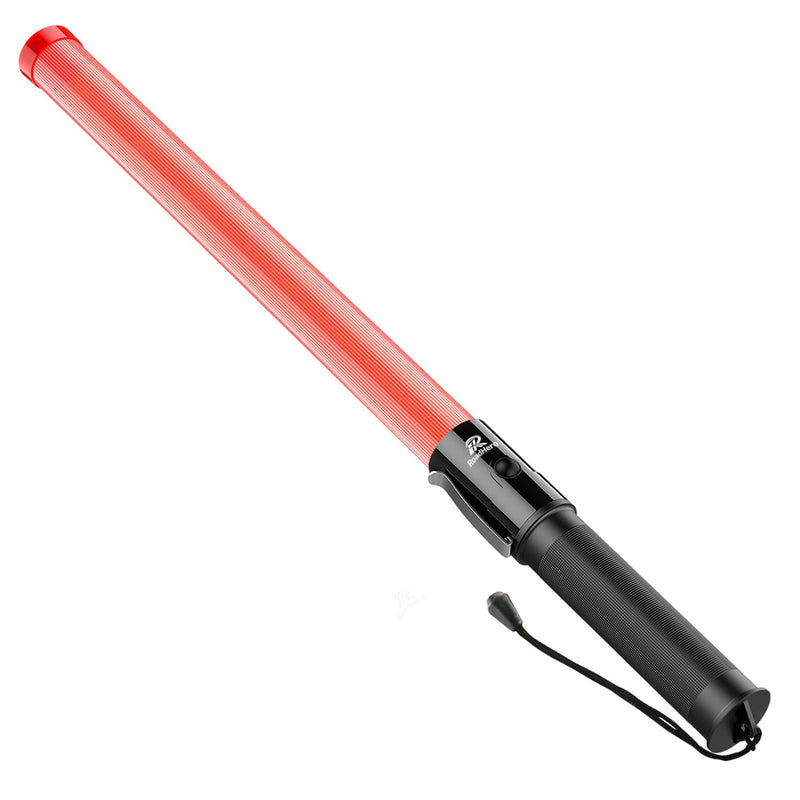 [Australia - AusPower] - RoadHero 1 Pack Traffic Wand, 21 Inch Led Traffic Control Baton, Safety Light Wands with 2 Flashing Modes, Air Marshaling Signal Wand with Side Clip for Airport, Parking, Car Directing Red 