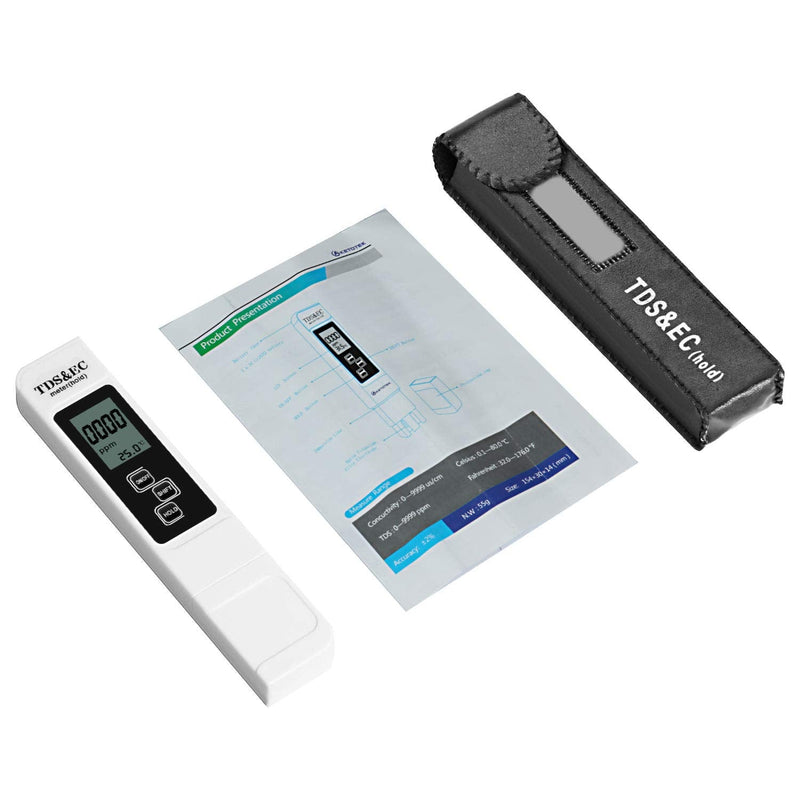 [Australia - AusPower] - iPower TDS Meter, EC Meter & Temperature Meter 3 in 1 EC TDS and Temperature Test Pen with ± 2% Accuracy Ideal Water Test Meter 1-pack TDS&EC 