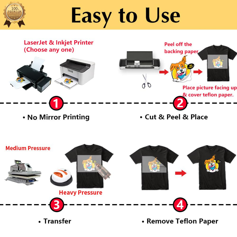 [Australia - AusPower] - TransOurDream Tru-Heat Transfer Paper for Inkjet & Laserjet Printer (20 Sheets, 8.5x11", Dark 3.0) Printable HTV Heat Transfer Vinyl for T Shirts Iron on Transfers for Dark Fabrics (TRANS-D3-20) 20 Sheets 