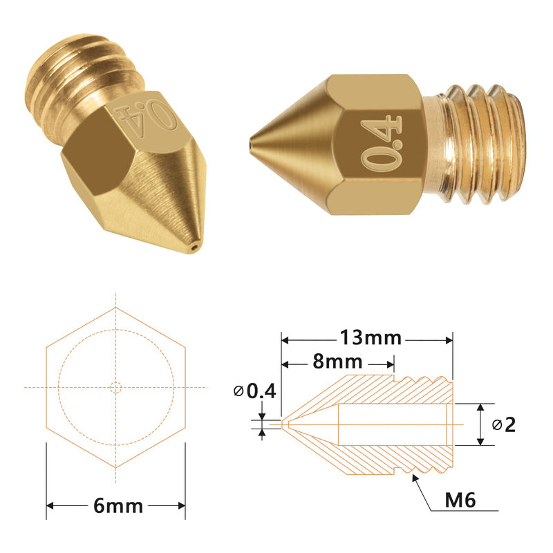 20PCS 0.4mm MK8 Nozzles 3D Printer Extruder Nozzles + 10PCS Stainless Steel Nozzle Cleaning Needles with 2PCS Wrenches and Tweezers for Makerbot Creality CR-10 Ender 3 5