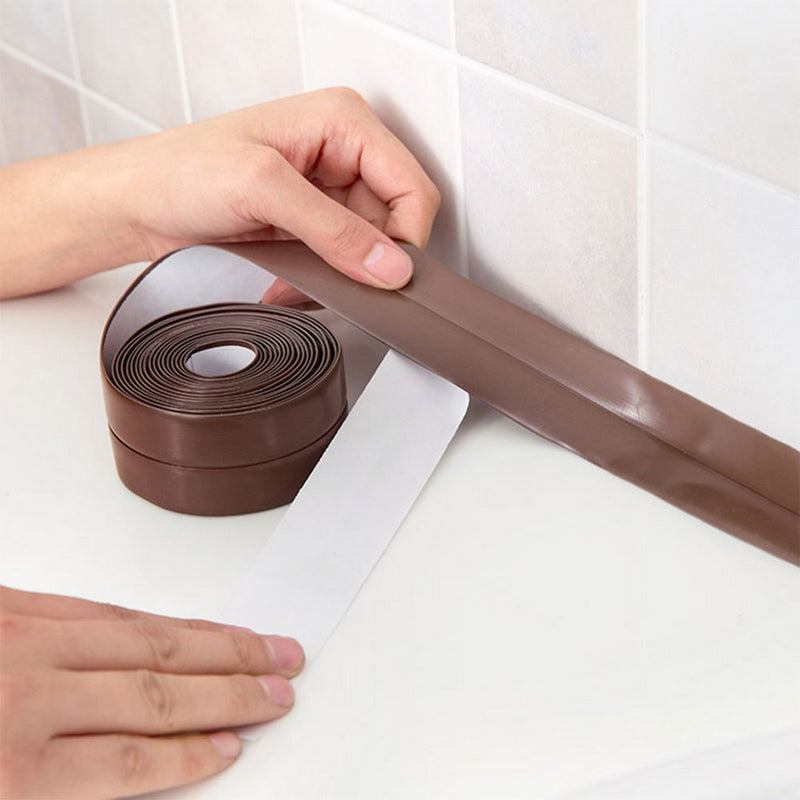 [Australia - AusPower] - DEVILMAYCARE Tape Caulk Strip Seal for Toliet Bathtub, Sink, Kitchen, Wall Edge, Self Adhesive Corner Liner 126''x1.57'' (Brown) Brown 