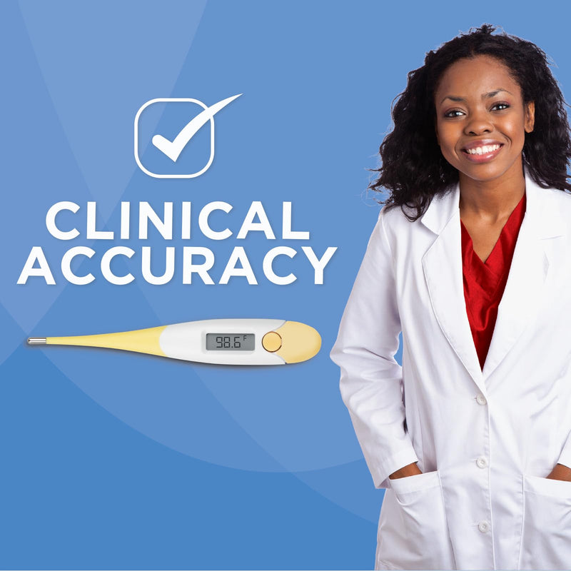 [Australia - AusPower] - Veridian Digital Thermometer | 10-Second Readout | F C Temperature Modes| Flexible Tip | Hygienic Water-Resistant Easy Cleaning | Storage Case + Instructions Included 