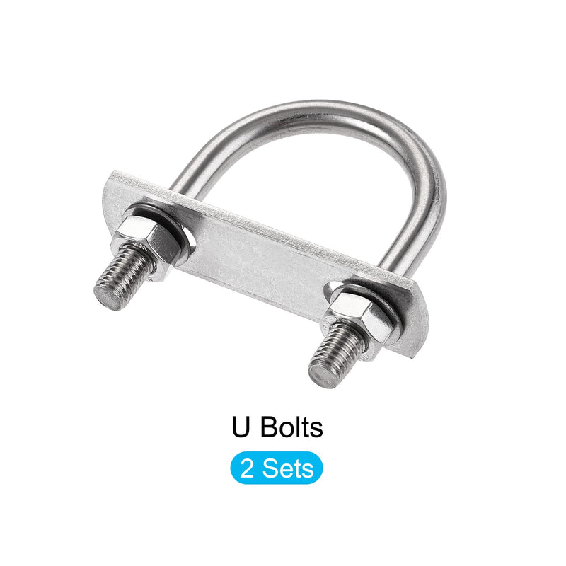 [Australia - AusPower] - METALLIXITY U Bolts 2 Sets (M8x40x65mm), Round U Bolt 304 Stainless Steel with Accessories - for Construction, Pipe M8x40x65mm 