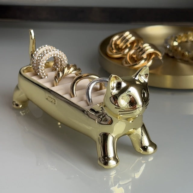 Umbra Ali Cat Ring Holder, Jewelry Storage, Holds 9 Rings, Chrome