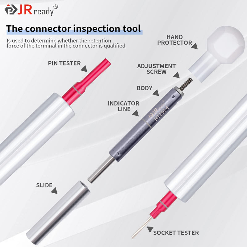 [Australia - AusPower] - JRready ST5245-HT250 Electrical Tension Test Tools，20# Socket and Pin Tester Tips Work with The HT250-4 Adjustable Retention Dynamometer Tool Set in Electrical System Tools(RED) 1PCS Retention Tester+1Pair Tester Tip 