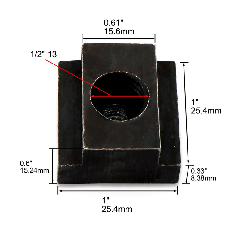 [Australia - AusPower] - Wulankd T-Slot Nut Black Oxide Finish, 1/2"-13 Thread Size, 5/8 in Table Slot Size, 4Packs 