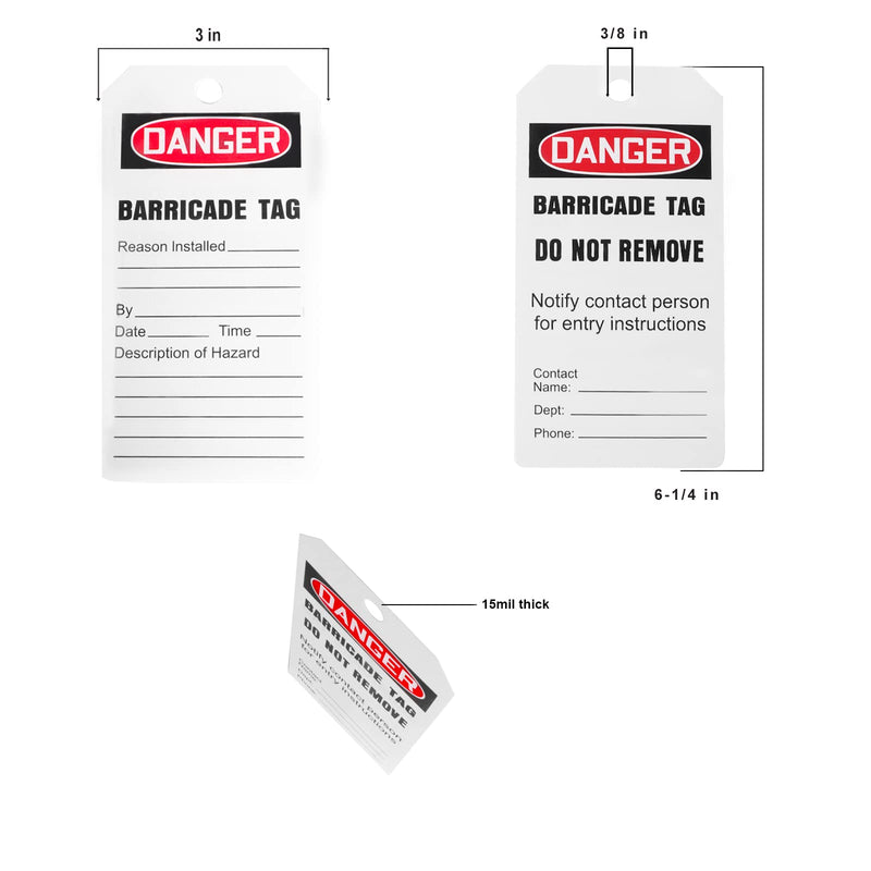 [Australia - AusPower] - Red Danger Barricade Tags with 25 Zip Ties, Legend "Danger Barricade TAG", Accident Prevention Tag, OSHA Compliant Tags, Tear & Water Resistant, Heavy Duty PVC Vinyl, 6.25"x 3", Pack of 25 Barricade Tag(25PACK) 