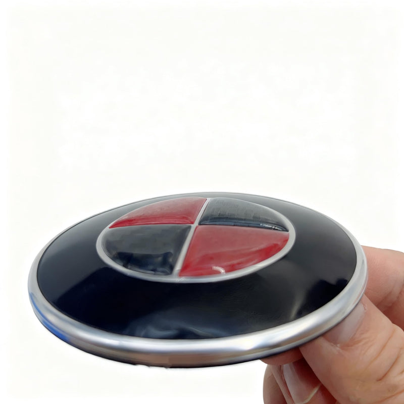3D Epoxy Resin Sticker,Compatible with BMW Emblem, Red Black Carbon Fiber Stickers, Two-piece Set with Front and Back Labels