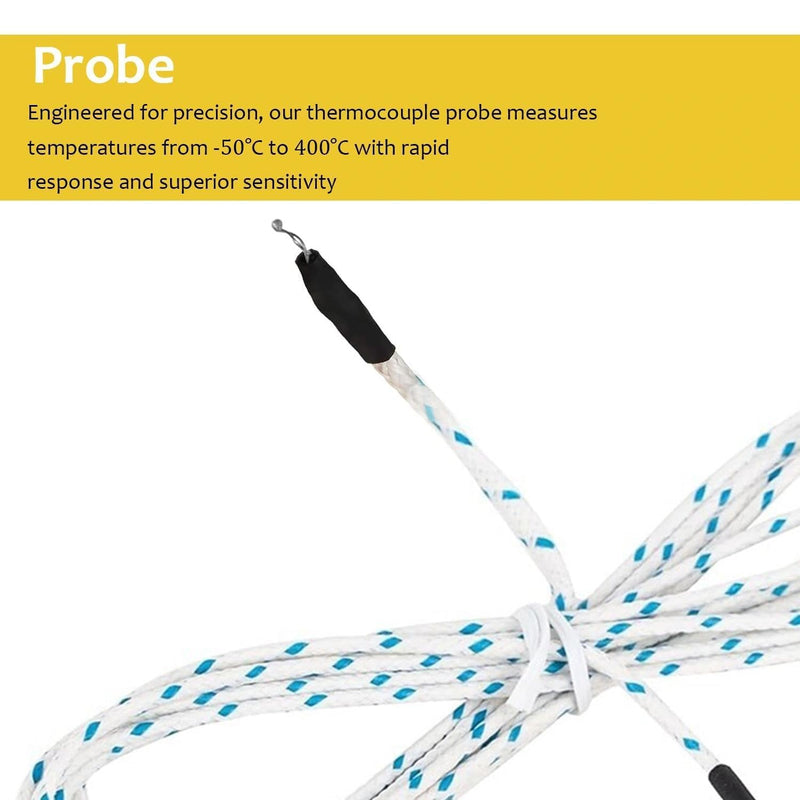 [Australia - AusPower] - 5Pcs K Type Mini-Connector Thermocouple, 3 M/9.8 ft Temperature Probe Sensor, Type K Thermocouple Wire Measure Range -50 to 400 Celsius, Compatible with TM902C/ TES1310 