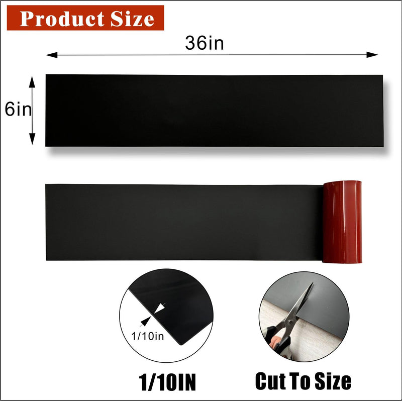 2 Pack Silicone Rubber Door Kick Plate 6x36 Inches Self Adhesive Black Cut-to-Fit KickPlates for 30-34 36 Inch Wide Doors Peel and Stick On 6''x36'' 36inches