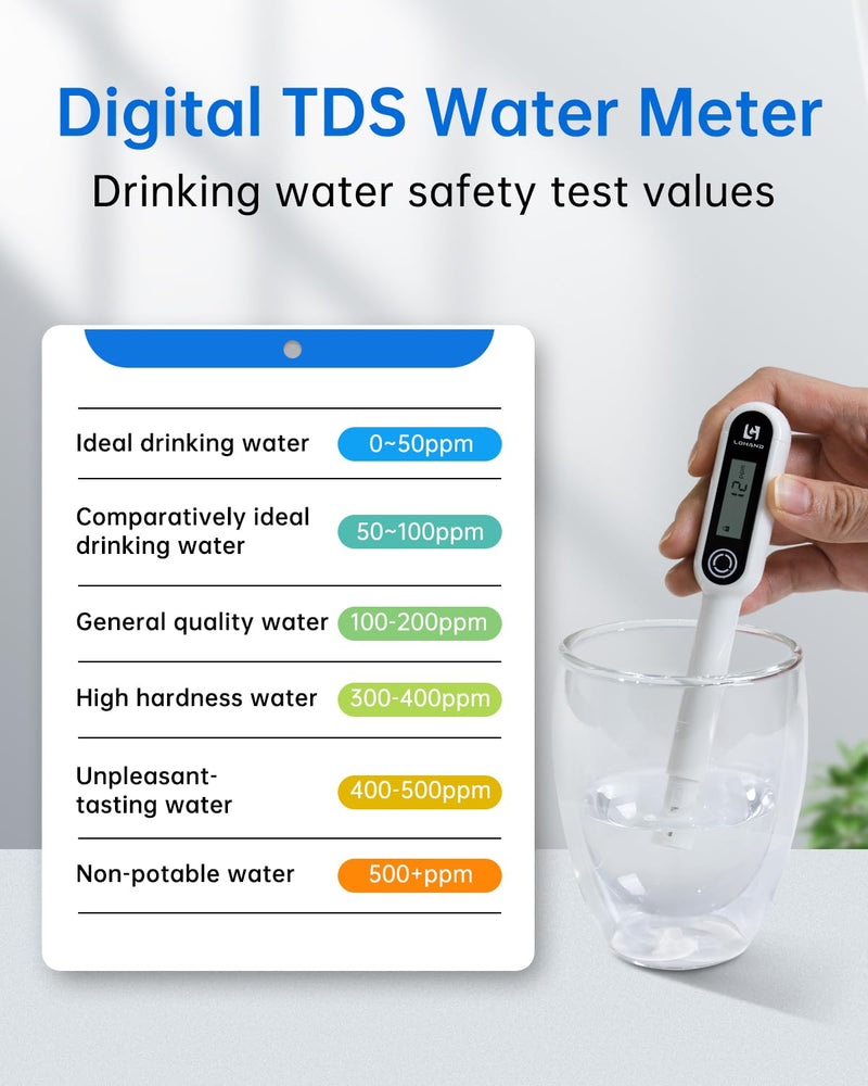 [Australia - AusPower] - 4 in 1 TDS Meter, 0-9999 PPM, Water Tester for Drinking Water, TDS Water Tester/EC/Temp(℃,℉), Pure Titanium Probe, High Precision Pen-Style Water Quality Meter, Ideal for Digital Water Quality Tester 0-9999ppm 