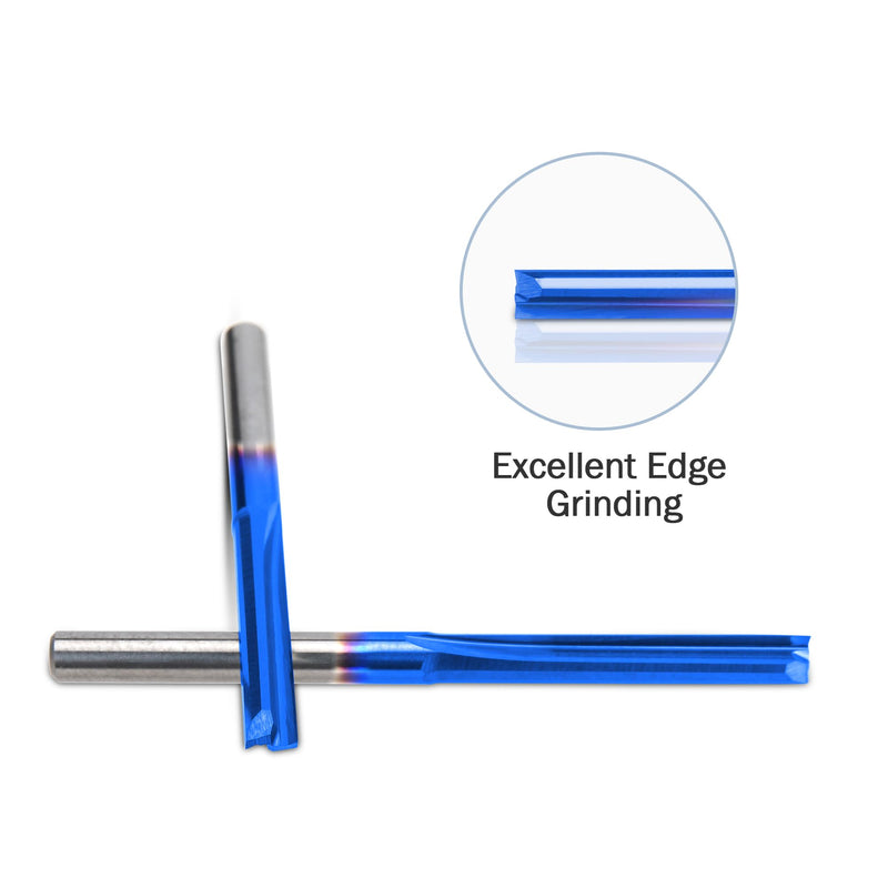 HQMaster CNC Router Bits 1/8 Router Bit Straight Router Bit 1 8 Shank Straight Flute End Mill Cutter 2-Flute Milling Cutting Tungsten Steel 22mm CEL/45mm OAL for MDF PVC Acrylic Chipboard Wood 10 Pack 3.175 x 22 x 45 mm