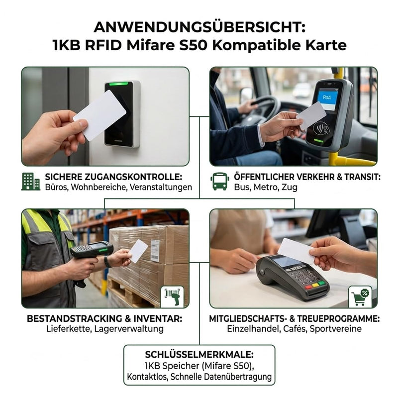 FONGWAH FM1108 RFID IC Cards Fully Compatible with Classic 1K M1 S50 Cards 13.56MHz Conforms to ISO14443A Standard (50)