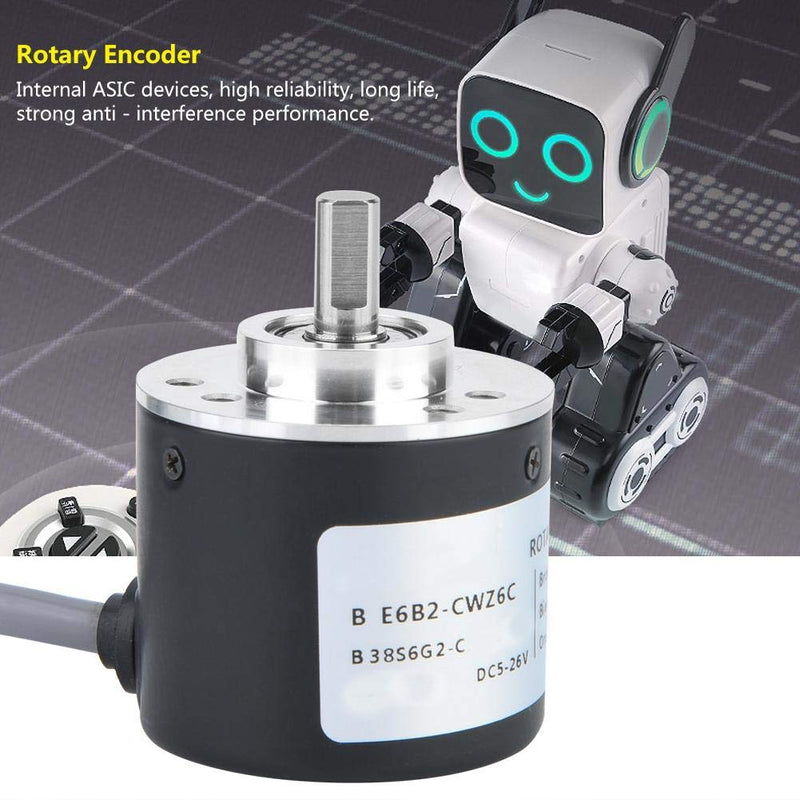 [Australia - AusPower] - 5-26V DC Incremental Rotary Encoder, ABZ 3 Phase General Purpose Encoder with NPN Open-Collector Output, 38mm Diameter, 2m Wiring (2500 P/R) 