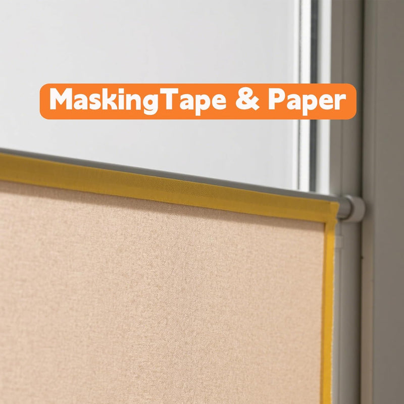 Painter's Pre-Taped Masking Paper and Masking Tape in one Kraft Paper 1 Pack 12" Wide x 65 Feet Long