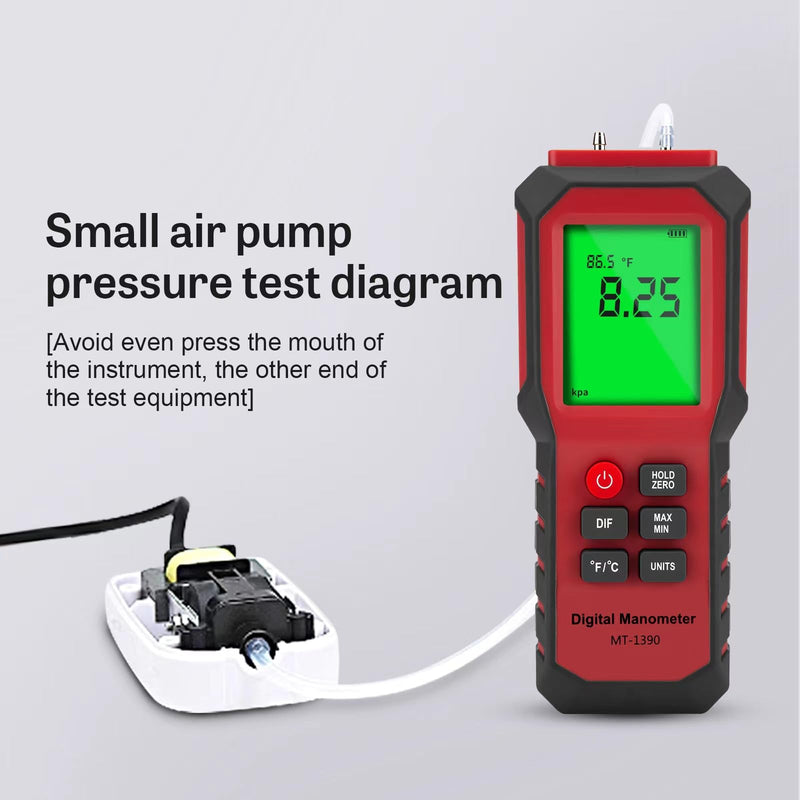 [Australia - AusPower] - Digital Manometer Air Pressure Meter, YZT Meter Differential Pressure Gauge, HVAC Gas Pressure Meter Dual-Port Manometer Gas Pressure Tester (9v Battery Included)… 
