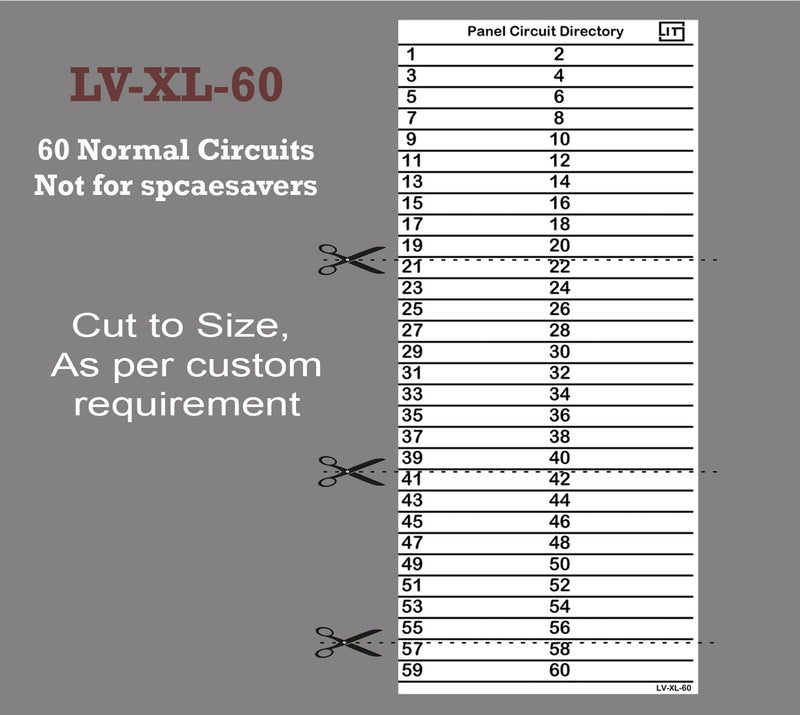 Large 60 Circuits 2 Labels Vinyl Fuse Box Circuit Breaker Panel Directory Labels Stickers Decals for All Electrical Panel/Load Centers Waterproof 2 Pack