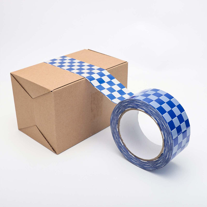 Checkered Flag Tape 1 Rolls Packing Tape Blue White Decorative Checkerboard Pattern Packaging Tape 1.89in x 328ft Duck Tape for Shipping Moving Sealing Scrapbook Box Decoration Blue & White Checkerboard