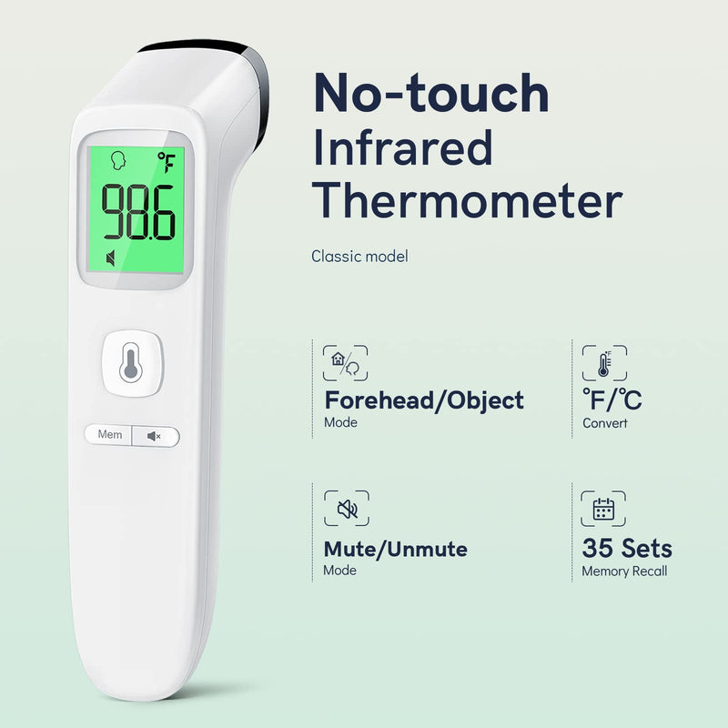 [Australia - AusPower] - No-Touch Thermometer for Adults and Kids - LCD White & LCD Pink 