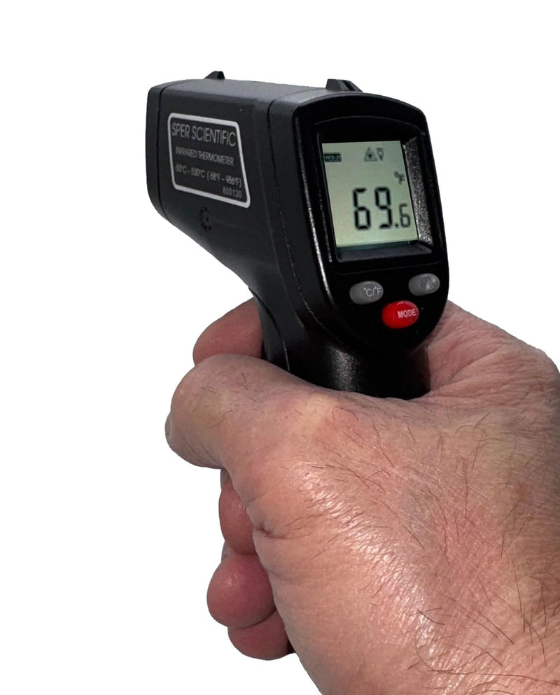 [Australia - AusPower] - Sper Scientific 800130 Basic Infrared Thermometer 12:1/986°F - User Calibratable - High Accuracy Laser Temperature Gun with Backlit LCD for Industrial, HVAC, Cooking, Automotive & More 1 Pack 
