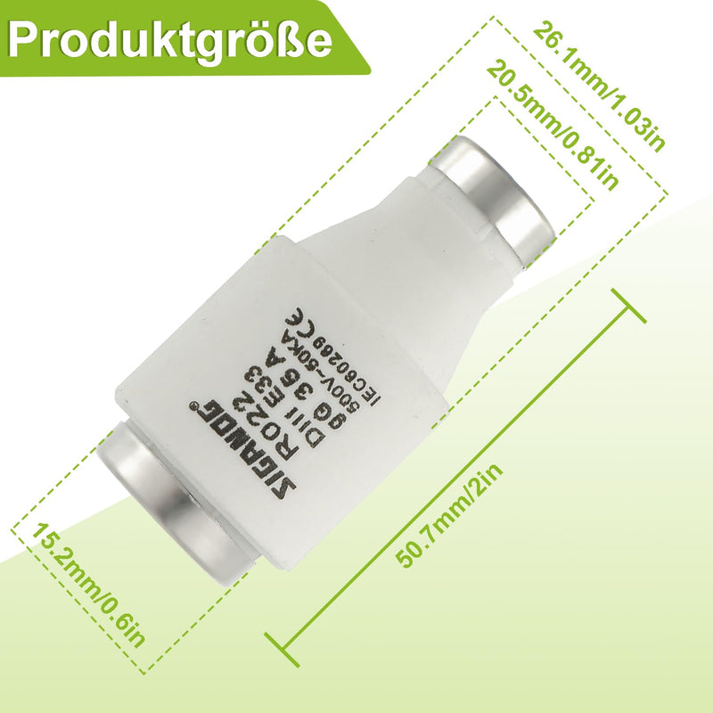 [Australia - AusPower] - SIGANDG Neozed 5pcs Ceramic DIII Fuse gG Type 35A 500VAC for Cable and Line Protection 