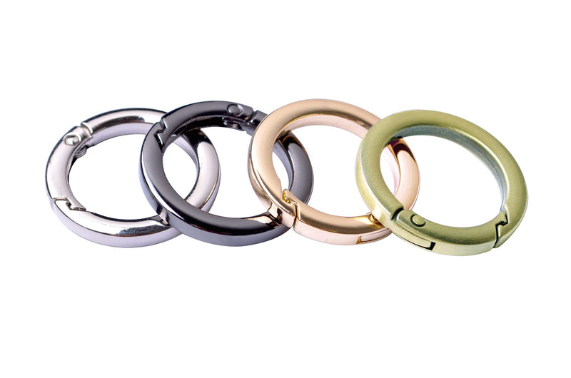[Australia - AusPower] - 4pcs Round Carabiner Metal Spring Key Ring,Spring Snap Hooks Clip,Spring Keyring Buckle,Flat O ring for Purses BBC40 Burshed Brass 1 1/4 "(32mm) 4pcs 