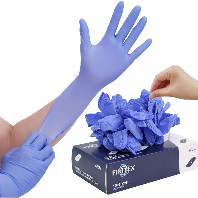 [Australia - AusPower] - FINITEX Nitrile Disposable Gloves Medical Exam Gloves - 100/1000 PCS Latex-free Examination Purple Chemo Food Gloves Ice Blue(medium 100) 