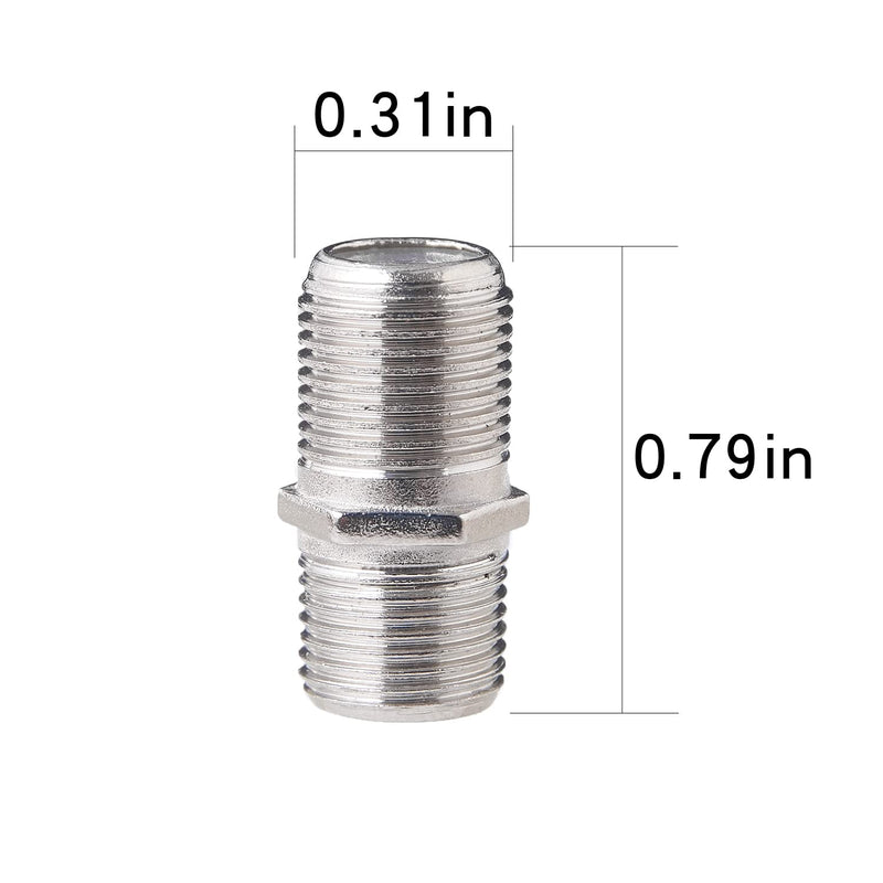 [Australia - AusPower] - 6 Pack Coaxial Cable Connector, RG6 Coax Cable Extender F-Type Silver Plated Adapter Female to Female for TV Cables, Satellite Receiver, VCR and Cable Modem 6 