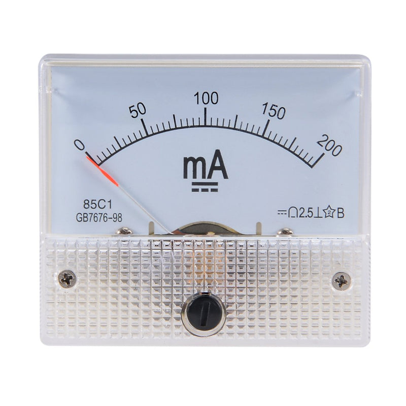 uxcell Analog Current Panel Meter DC 0-200mA 5mA Scale 85C1 Ammeter for Circuit Testing Charging Battery Ampere Tester Gauge Pack of 1