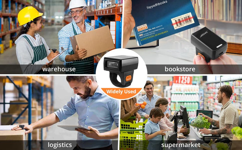 [Australia - AusPower] - Finger Scanner Barcode Scanner 2D Bluetooth Ring QR Barcode Reader 2.4Ghz Wireless Portable Mini Wearable with 3 Mode Connection Bar Code Scanners for iOS Android Win Mac Warehouse Store 