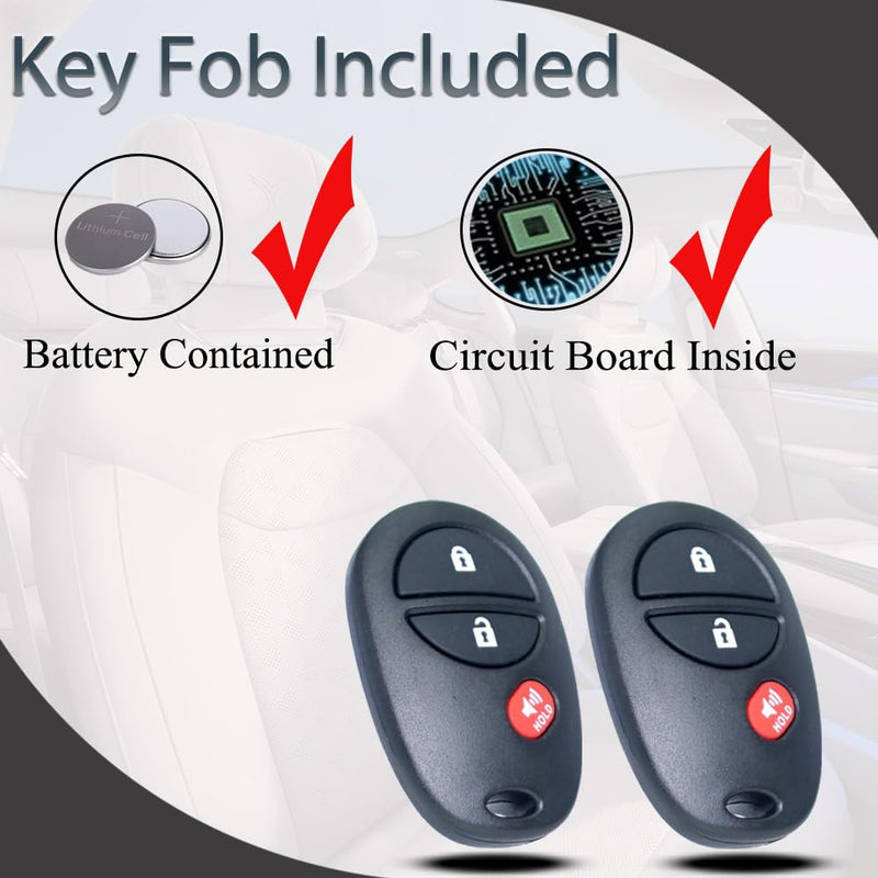 [Australia - AusPower] - Key Fob Keyless Entry Fits for Toyota 2007-2017 Tundra /2005-2016 Tacoma / 2008-2013 Highlander / 2004-2015 Sienna /2008-2016 Sequoia Remote Control Replacement GQ43VT20T 89742-AE010 3 Buttons 
