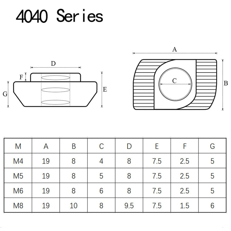 [Australia - AusPower] - 50Pcs 4040 Series M8 T Nuts, T Slot Nut Hammer Head Fastener Nut, Nickel Plated Carbon Steel Nut for Aluminum Profile(4040 Series M8) 