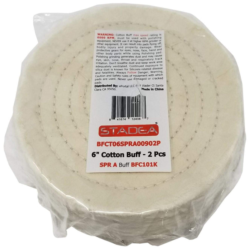 [Australia - AusPower] - Stadea BFC101K Buffing Polishing Wheels for Bench Grinder 6 Inch | Pro Grade Extra Thick (90 Ply) White Super Soft Cloth - Pack of 2 