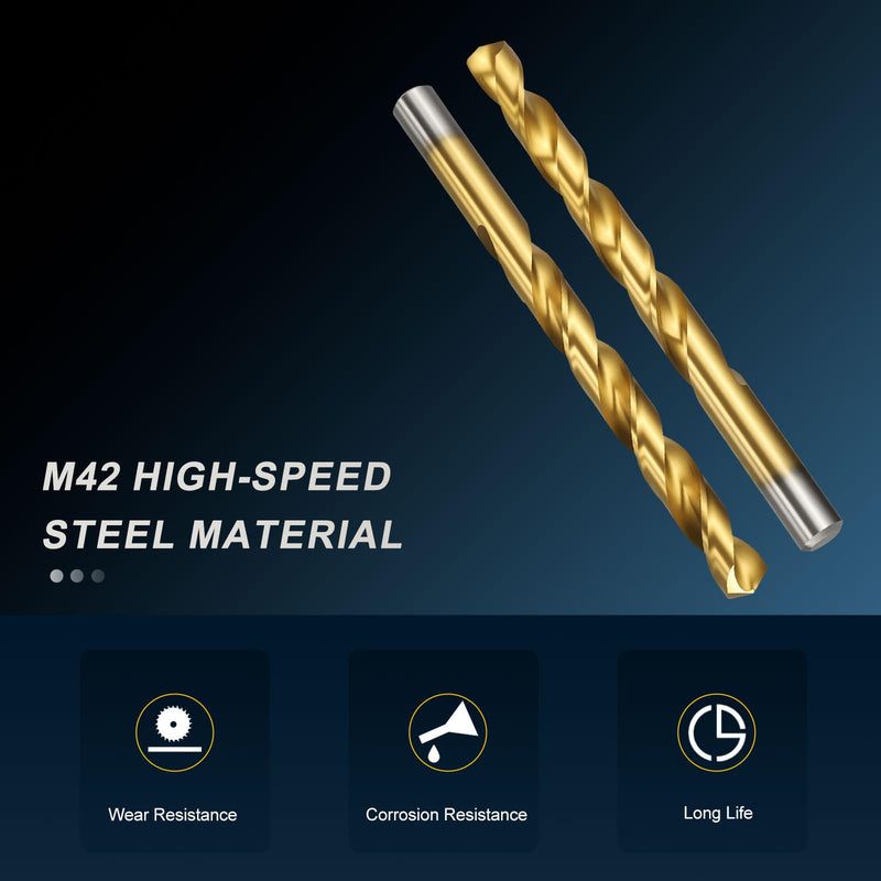 PATIKIL 15/32" Drill Bit, M42 8% Cobalt High-Speed Steel Jobber Straight Shank 135° Titanium Nitride (TiN) Coated for Hard Metal Stainless Steel - 2 Pack 15/32"