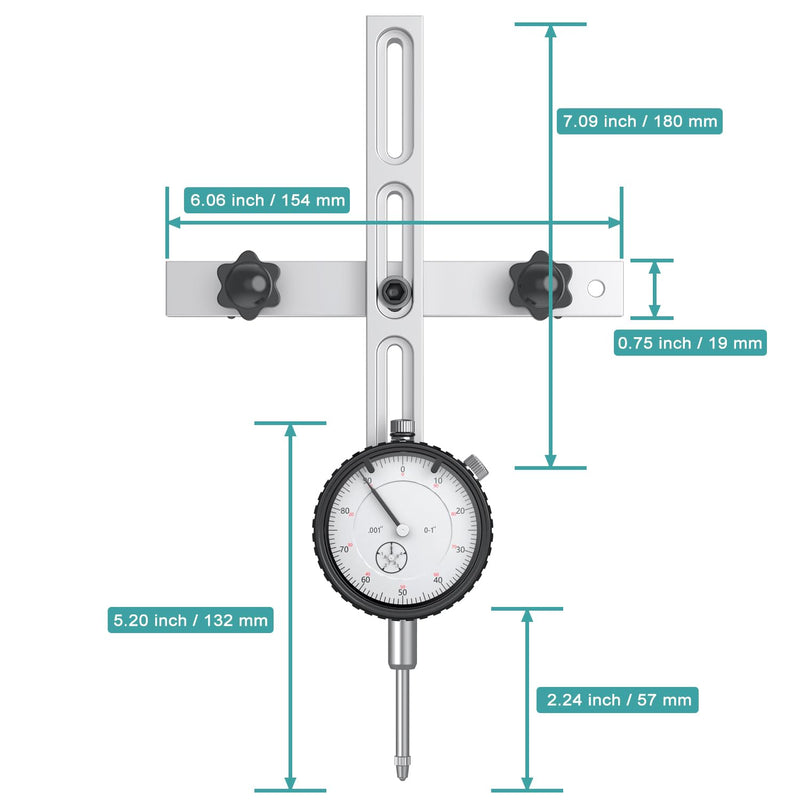 [Australia - AusPower] - HDLNKAK Table Saw Dial Indicator Gauge, 0-1"/0.001" Dial Indicator, Table Saw Alignment Gauge Suitable for Calibrating Workshop, Machinery, Band Saw and Drill Press 