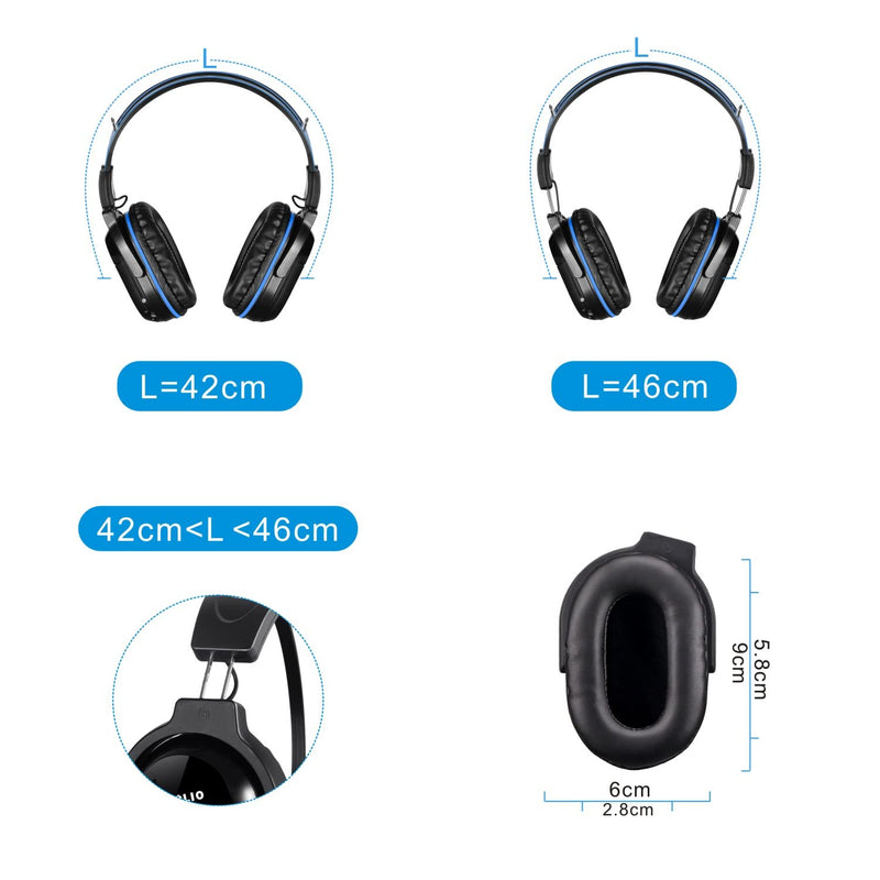 [Australia - AusPower] - SIMOLIO Vehicle Headphones for Car DVD, Foldable Car Headphones for Rear Entertainment System, Durable IR Headphones for Kids, Wireless Infrared Headphones with 3.5mm AUX Cable and Share Port Blue 