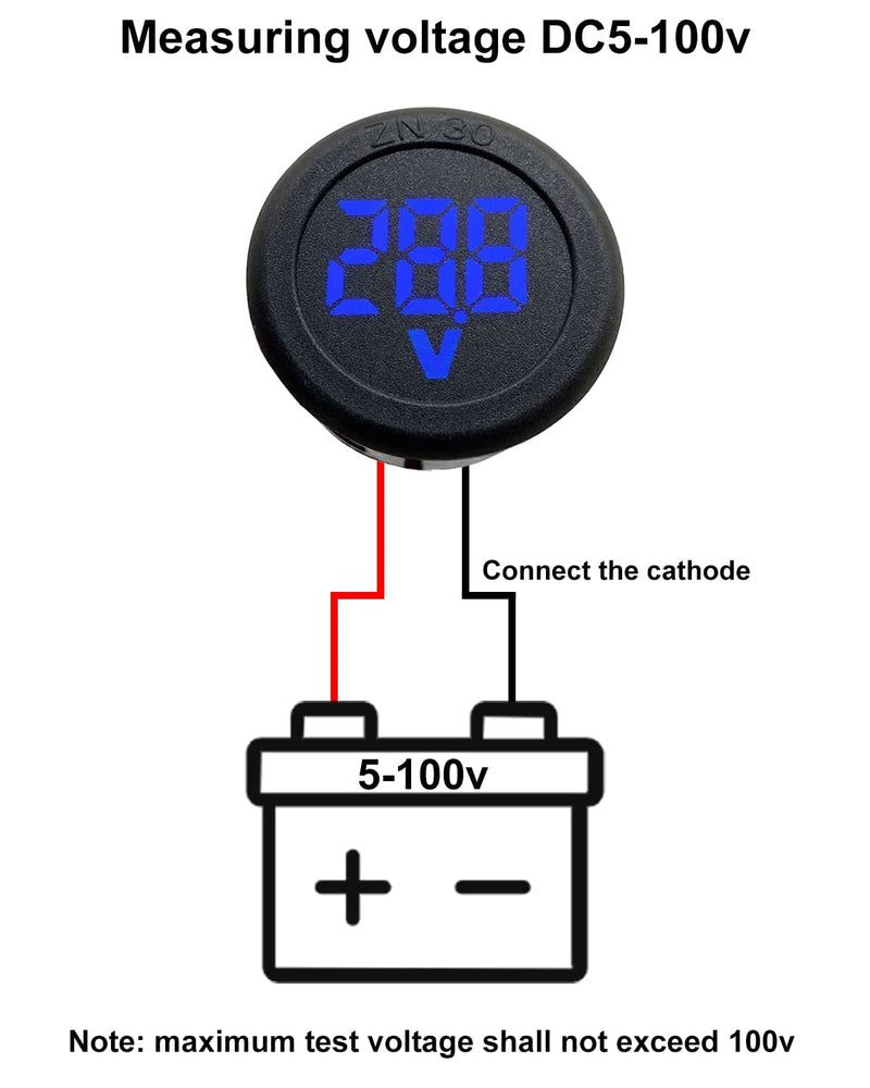 [Australia - AusPower] - GTIWUNG 6 Pieces Digital Voltmeter DC 4-100 V, Wires Voltmeter 3-Digit LED Display, Voltage Display for Car/Motorcycle/Truck/Boat (Red & Blue & Green) 6 pieces digital voltmeter DC 4-100 V, multi-coloured 
