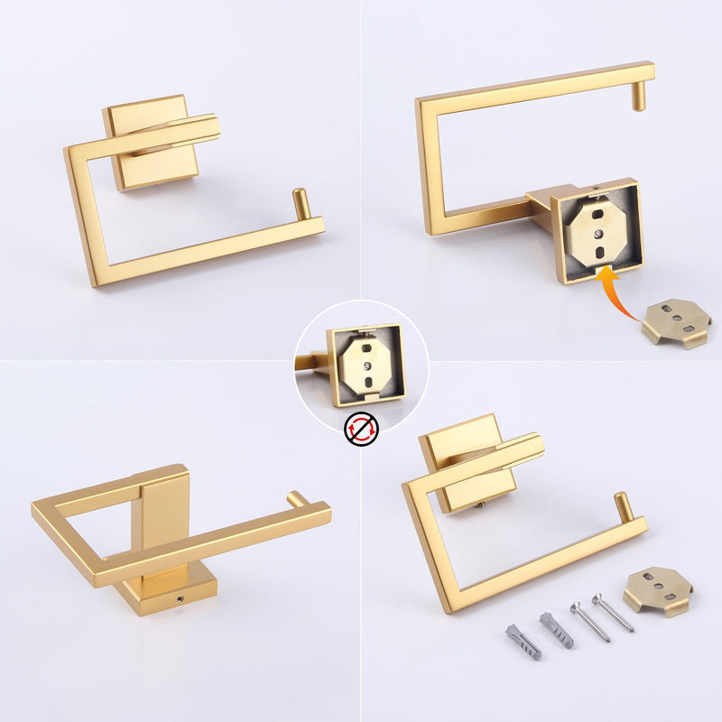 GERZWY Gold Stainless Steel Toilet Paper Holder Paper Towel Dispenser Tissue Roll Hanger Wall Mounted JG1905-BE