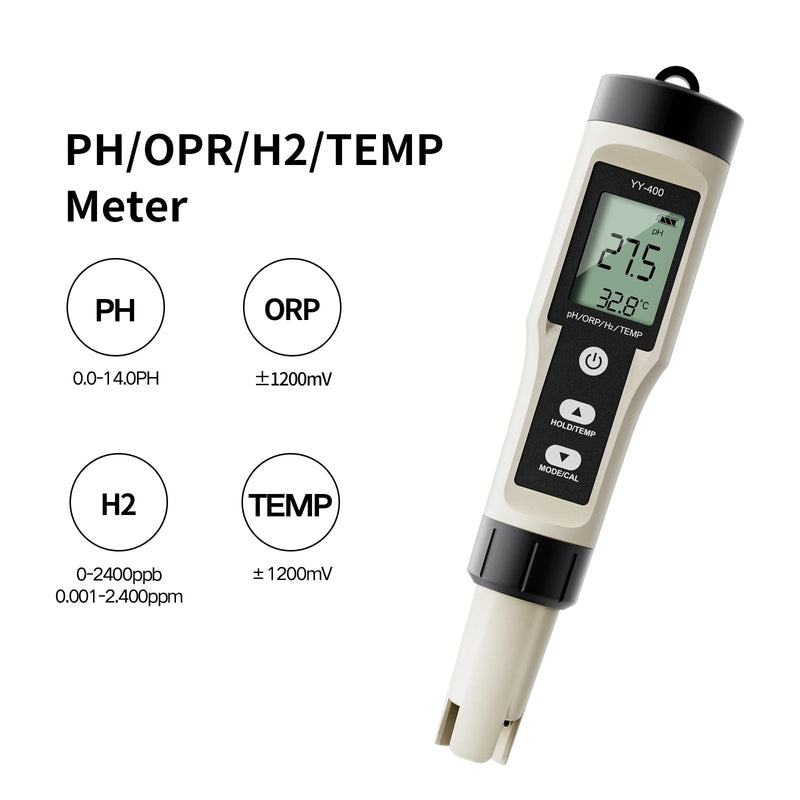 [Australia - AusPower] - ZuanXin PH Meter, 4 in 1 Digital Water Quality Tester with PH/ORP/Temp/H2, PH Tester for Drinking Water, Swimming Pools, Hot Tubs, and Spas (White) black 