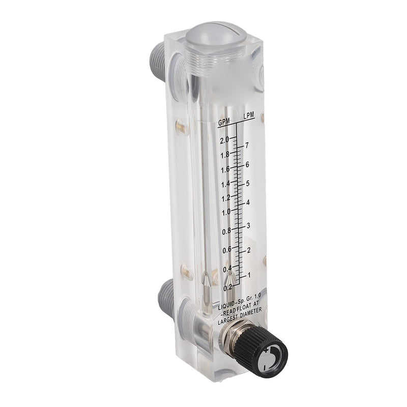 [Australia - AusPower] - Water Meter Panel Type Flowmeter, 1/2in Male Thread and 1/4in Female Thread Djustable Knob Panel Mount Type Flowmeter for PVC Pipe, 0.2-2.0GPM 1-7LPM 